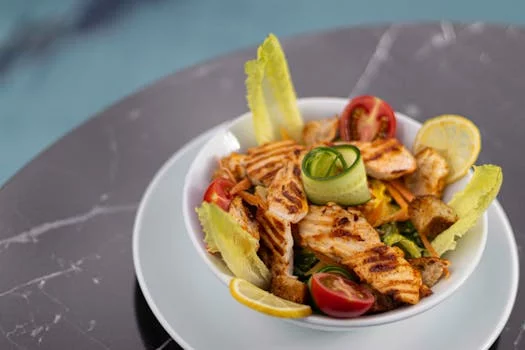 caesar salad with fresh romaine lettuce